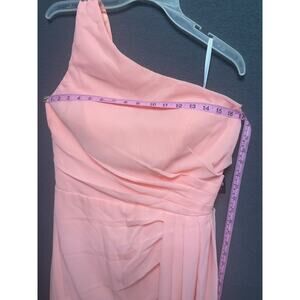 One Shoulder Pink Bridesmaid Dress SZ 12 Long Formal Gown Slit NWT